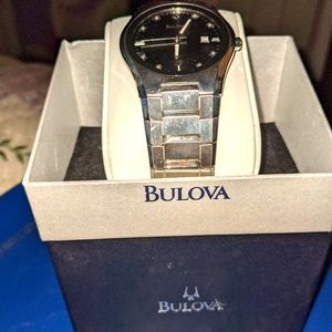 Bulova Black Dial Stainless Steel Men's Watch 96D104